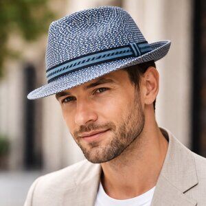 Bailey of Hollywood Breed What's on Your Mind Fedora Navy Multi Size XXL